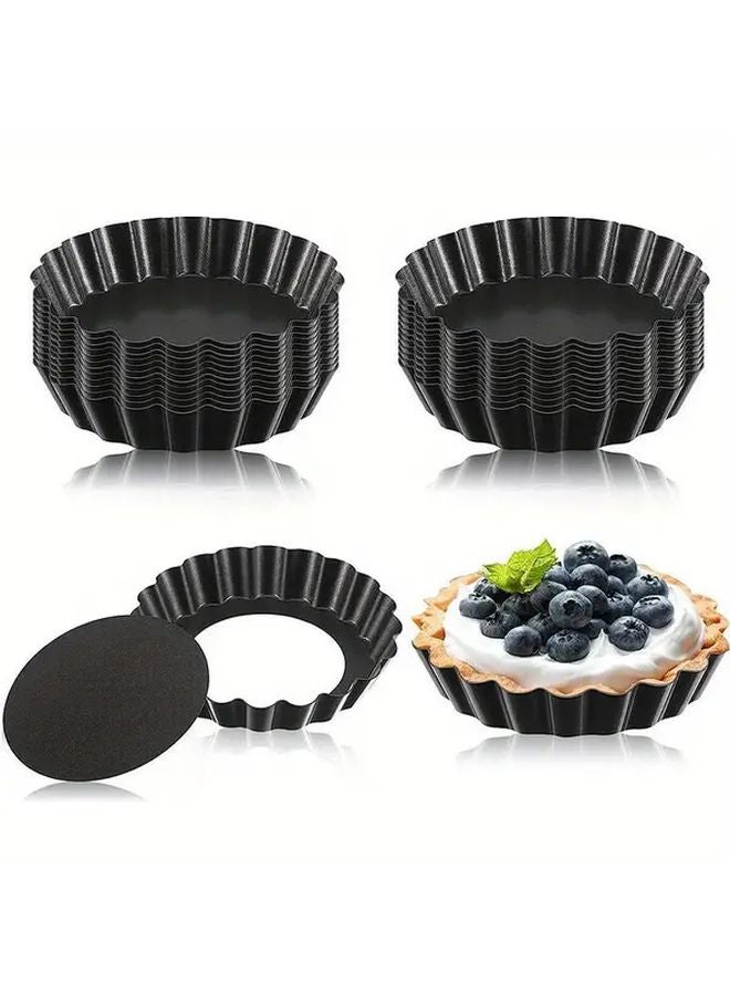 5pcs Black Tartlet Molds With Removable Bottoms For Baking Mini Tarts Cakes Pies - Image 1